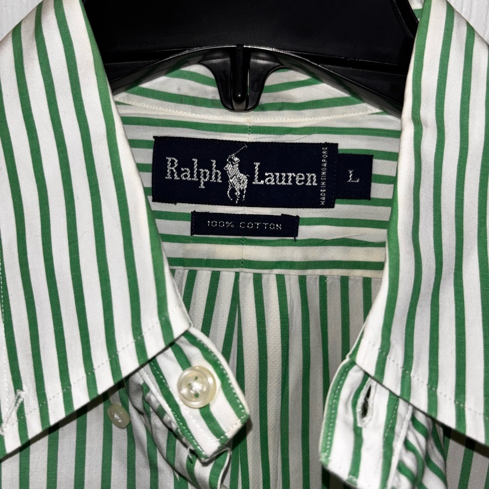 Polo Ralph Lauren classic-fit short-sleeve seersucker shirt in green SZ L​ - Picture 4 of 7